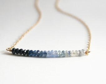 Ombre Sapphire Necklace, September Birthstone, Sapphire Jewelry, Gemstone Jewelry, Sapphire Necklace