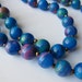 RESERVED FOR BESSETT Monaco Blue Bead Necklace Marbled Beads