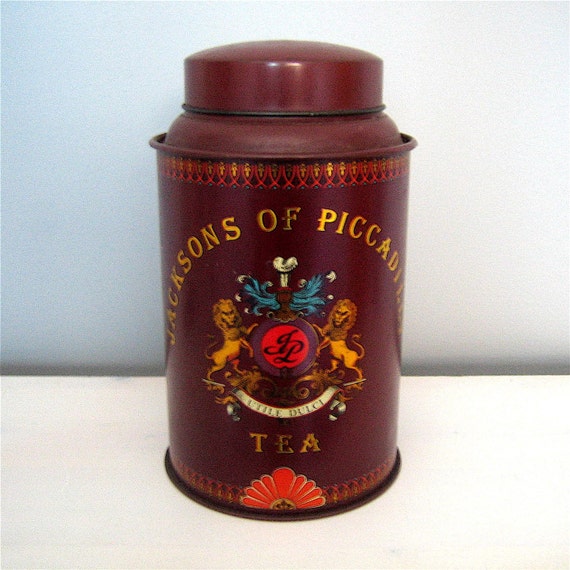 Vintage English Jacksons of Piccadilly Tea Caddy Tin London