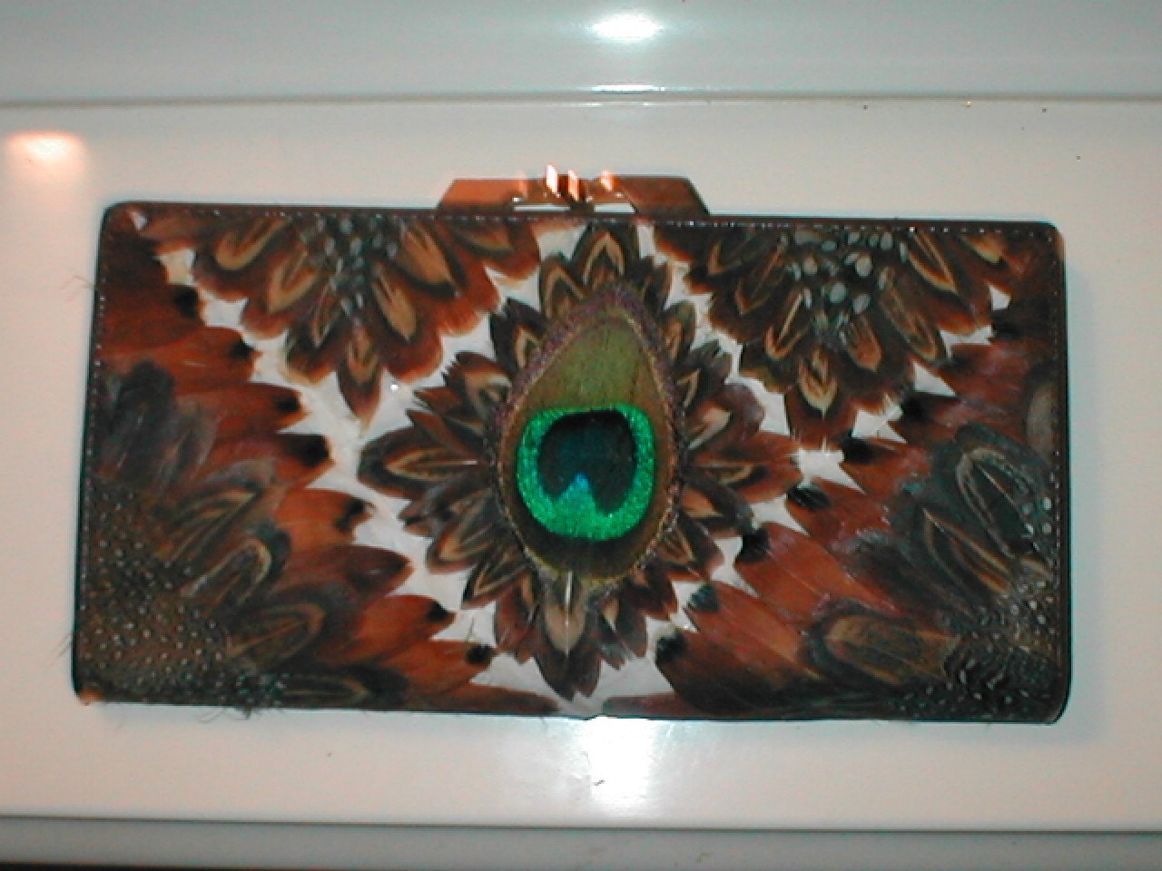 Vintage Peacock Feather Clutch Purse by yesteryearglam on Etsy