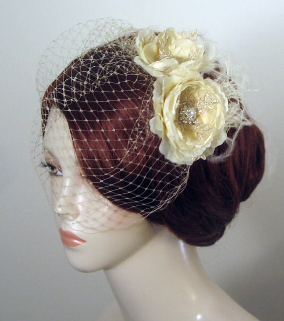 Champagne Flower Fascinator Set Bridal Hair Flowers
