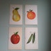 Vintage French Flashcards - Set of 4 - Midcentury Fruits and Vegetables