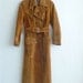 long princess coat fall winter brown suede leather, 1970s vintage