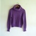 vintage fall winter sweater, amethyst purple cowl neck turtleneck