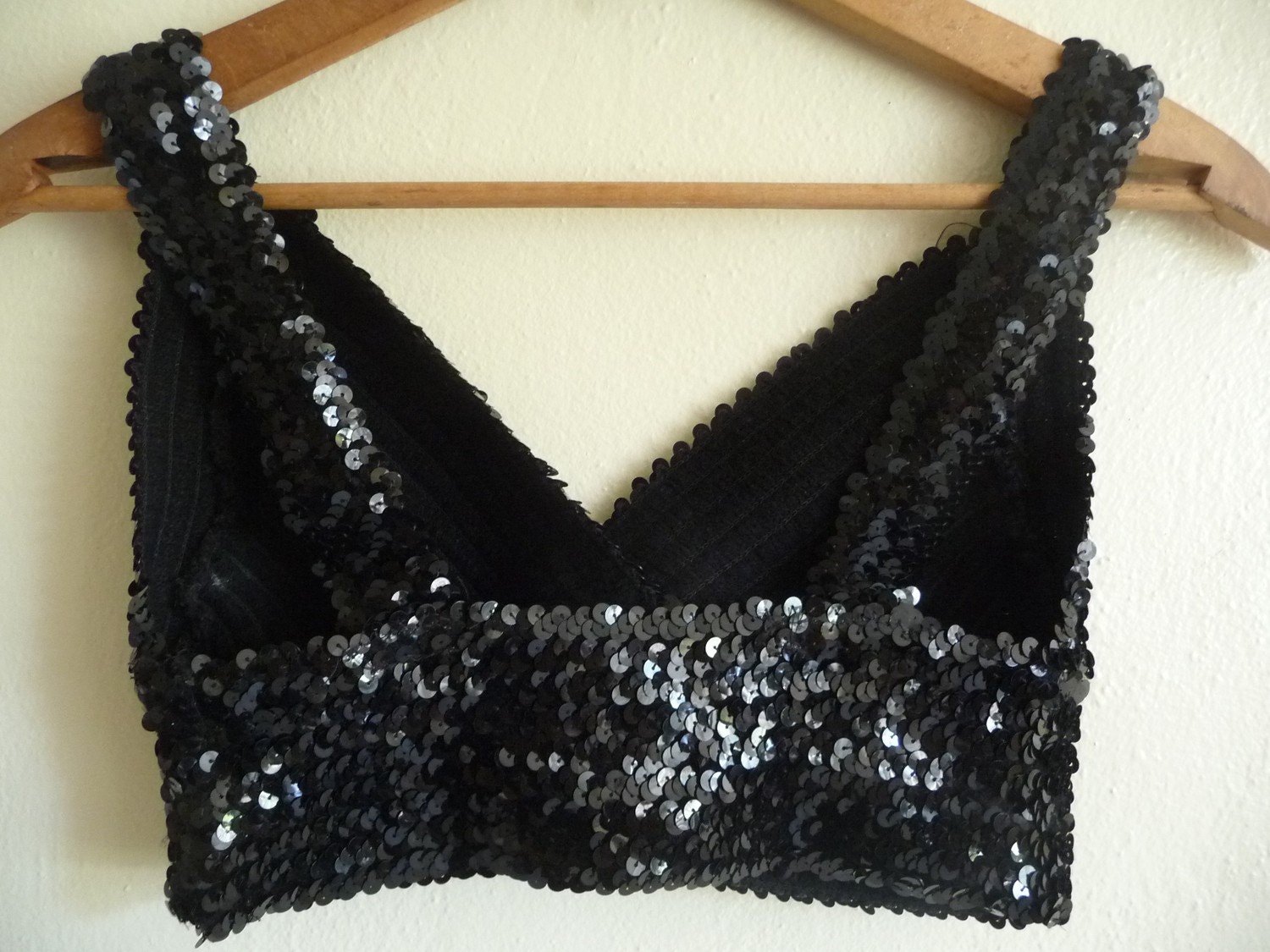 black sequin bralette top