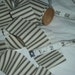 Ticking Fabric Strip - Blue Ticking - 9' Feet of Continuous Footage - Hand Cut , generous 2" inches wide