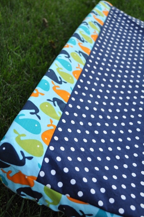 Custom Change Pad Cover Navy Blue Polka Dot and Blue Orange