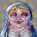 SALE Pierced Blue Matryoshka Art 8.5"x11" Giclee Print - "Matryoshka Bleu"