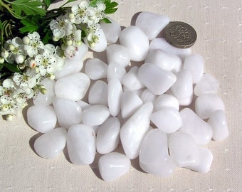 10 Snow (Milky) Quartz Crystal Tumblestones, Crystal Collection, White Crystals, Meditation Stone, Chakra Crystals, Worry Bead, Leo