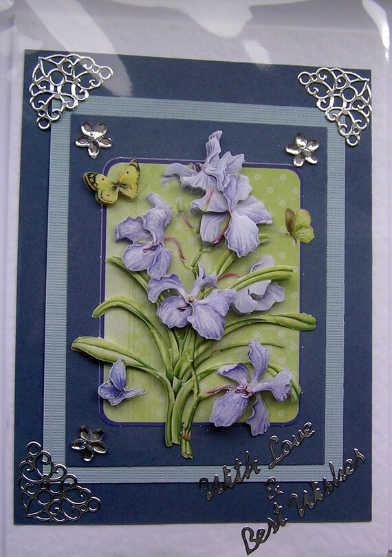 Iris HandCrafted 3D Decoupage Card With Love 1282
