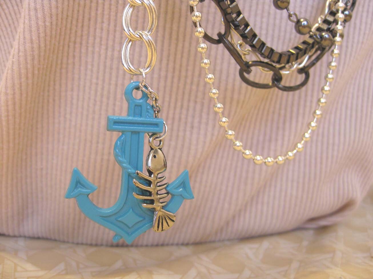 Vintage Boat and Anchor Necklace a Repurposed by VeryEpicJewelry