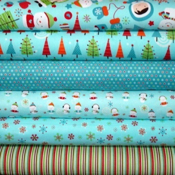 Colorful Christmas Riley Blake Flannel Fabric Half Yard Bundle