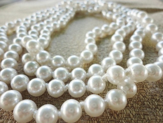 long strand of faux pearls to wear or use as supply by LorenzoMele