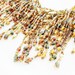 statement necklace glass beads fringe bib green amber color vintage jewelry