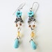 vintage jewelry delicate long turquoise flowers and drops dangles earrings