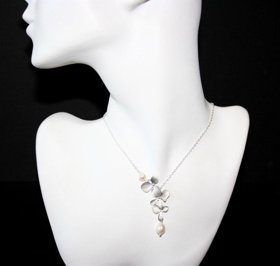 Orchid Necklace Silver Orchid Freshwater Pearls Orchids