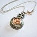 Pocket Watch Necklace - Bird Necklace, Working Watch with Brown Glass Front