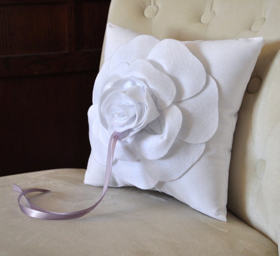 White Rose Ring Bearer Pillow