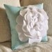 Flower Pillow -White Rose on Aqua Pillow