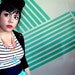 Geometric Necklace Leather Hexagon and Teal Fringe