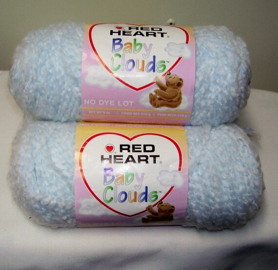 4 Skeins Red Heart Baby Clouds Pale Blue Yarn