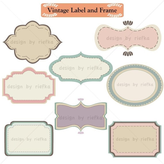 Vintage Label and Frame Clip art by riefka on Etsy