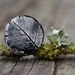 SALE - Black leaf ceramic handmade ring on adjustable sterling silver base