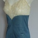 Vintage Van Raalte Lake Blue With Cream Lace Teddy