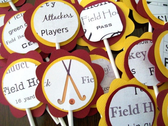 FIELD HOCKEY CUPCAKE TOPPERS CUSTOM ORDER FOR LILLYMANIAC