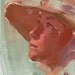 girl with hat original oil painting 8 x 10 - Sunhat