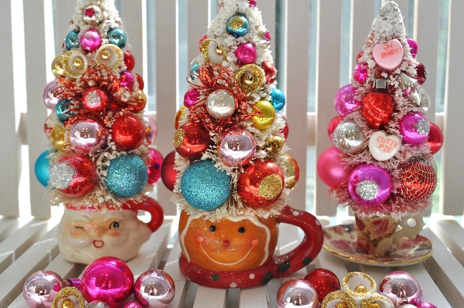 gingerbread bottle brush tree kitsch christmas vintage glass gingerbread bottle brush tree kitsch christmas vintage glass