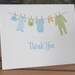 Baby Boy Clothesline Thank You Cards - Set of 15