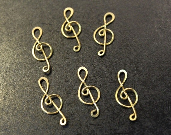 6 pcs Brass Musical Notes Connector Charms handmade