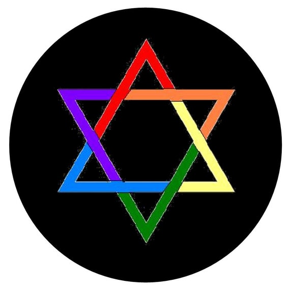 Star of David Rainbow Button