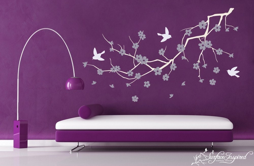 Kids Wall Decals Purple Cherry Blossom Decal Kids Wall Art