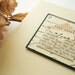 Handmade Card - Jane Austen Love Letter - ivory, black, elegant, vintage book page, romantic card