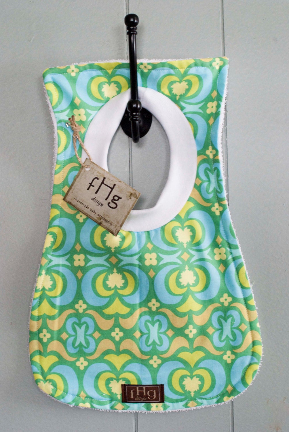 Amy Bulter Baby Bib Garden Maze in Green Pull Over the Head