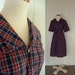 Vintage Blue and Red plaid belted cotton dress, large