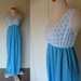 Vintage blue long nightie with elastic knit bra top, Large