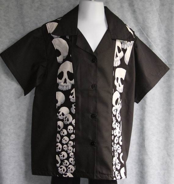 Items similar to Stripes of Skulls Bowling Shirt on Etsy