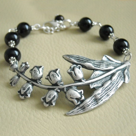 Black and Silver Lily Bracelet Charm Lily Twig Friendship