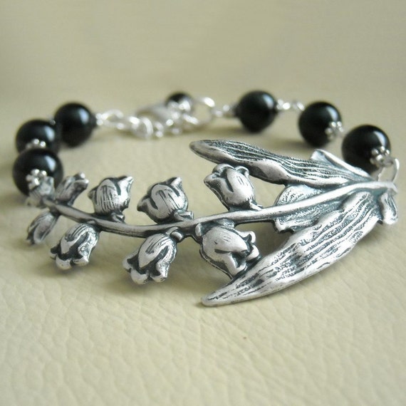 Black and Silver Lily Bracelet Charm Lily Twig Friendship