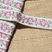 Vintage Jacquard Ribbon Trim Embroidered Trim Pink and Olive Green Flowers LAST YARD