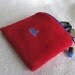 Embroidered Coin Purse, Gadget Case - Corduroy, Zippered, Padded, Lined