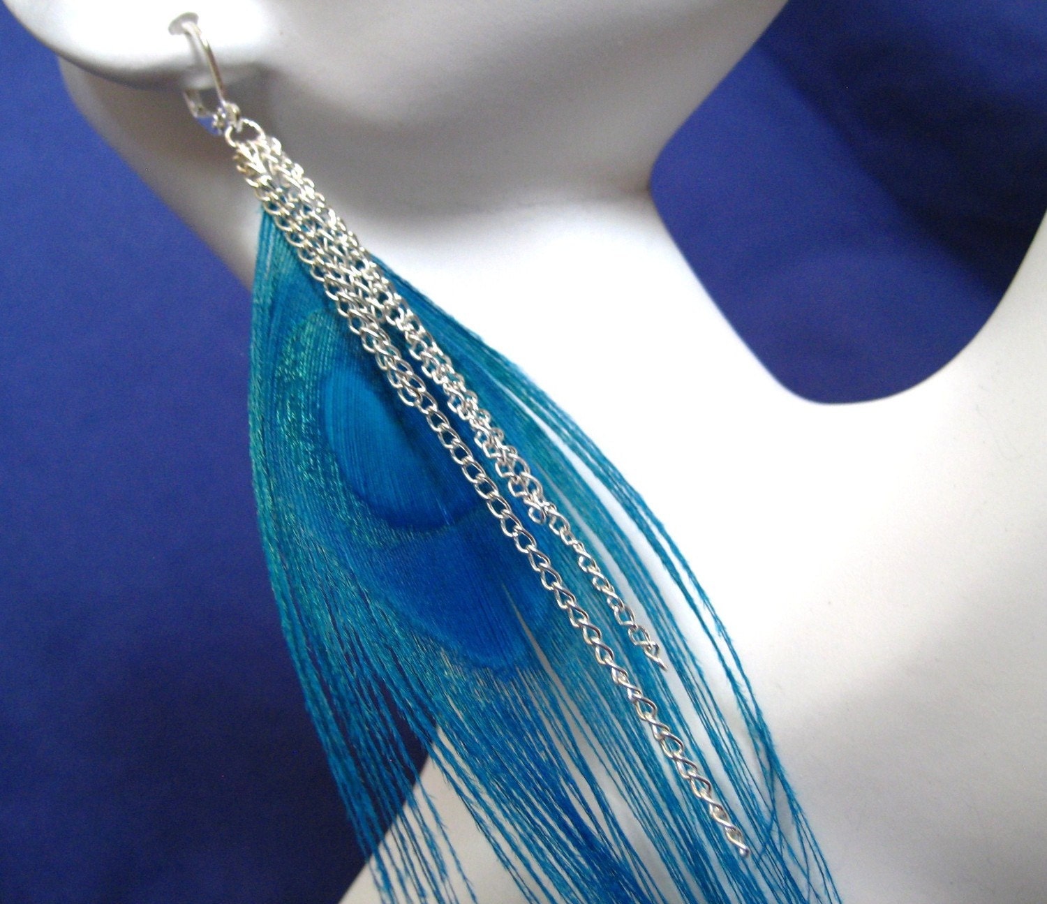 Teal Blue Peacock Feather Earrings Peacock By Spotlightjewelry 8144