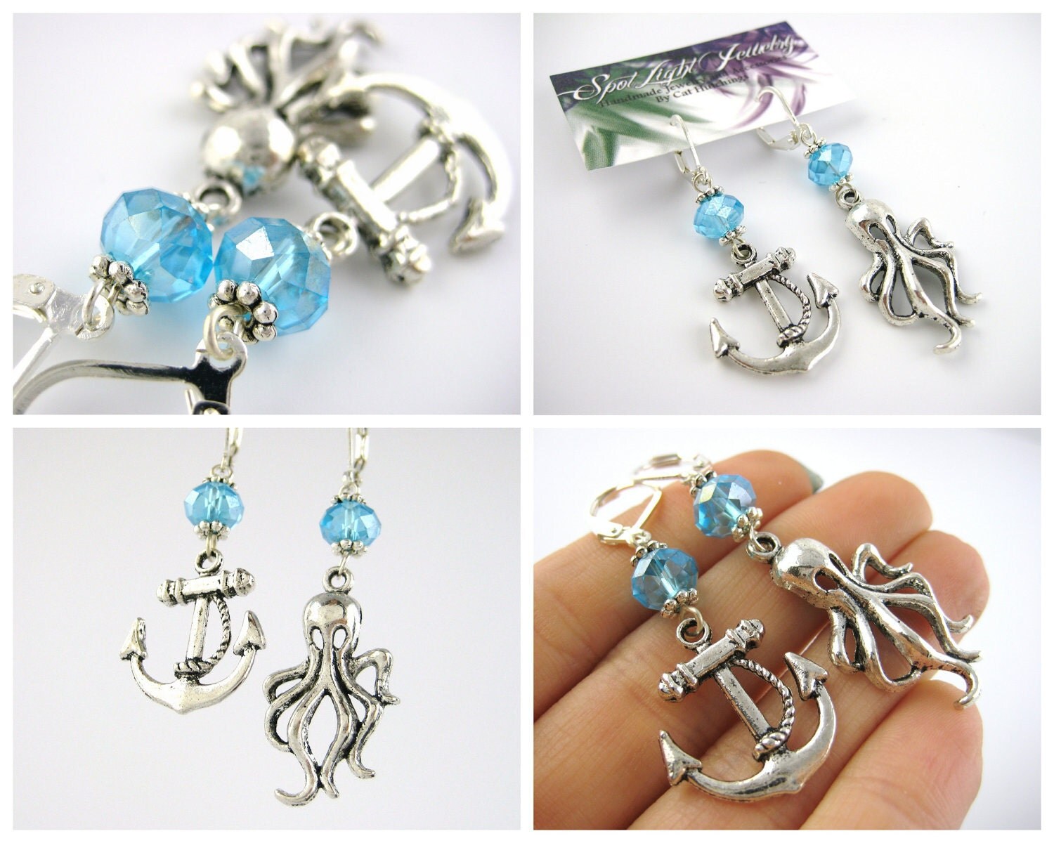 Nautical Earrings Sterling Silver Anchor by SpotLightJewelry