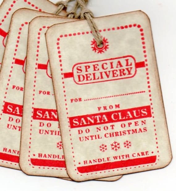 Items similar to Christmas Gift Tags - Special Delivery From Santa