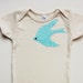 Fly Free - Teal Bird Appliqued American Apparel Onesie