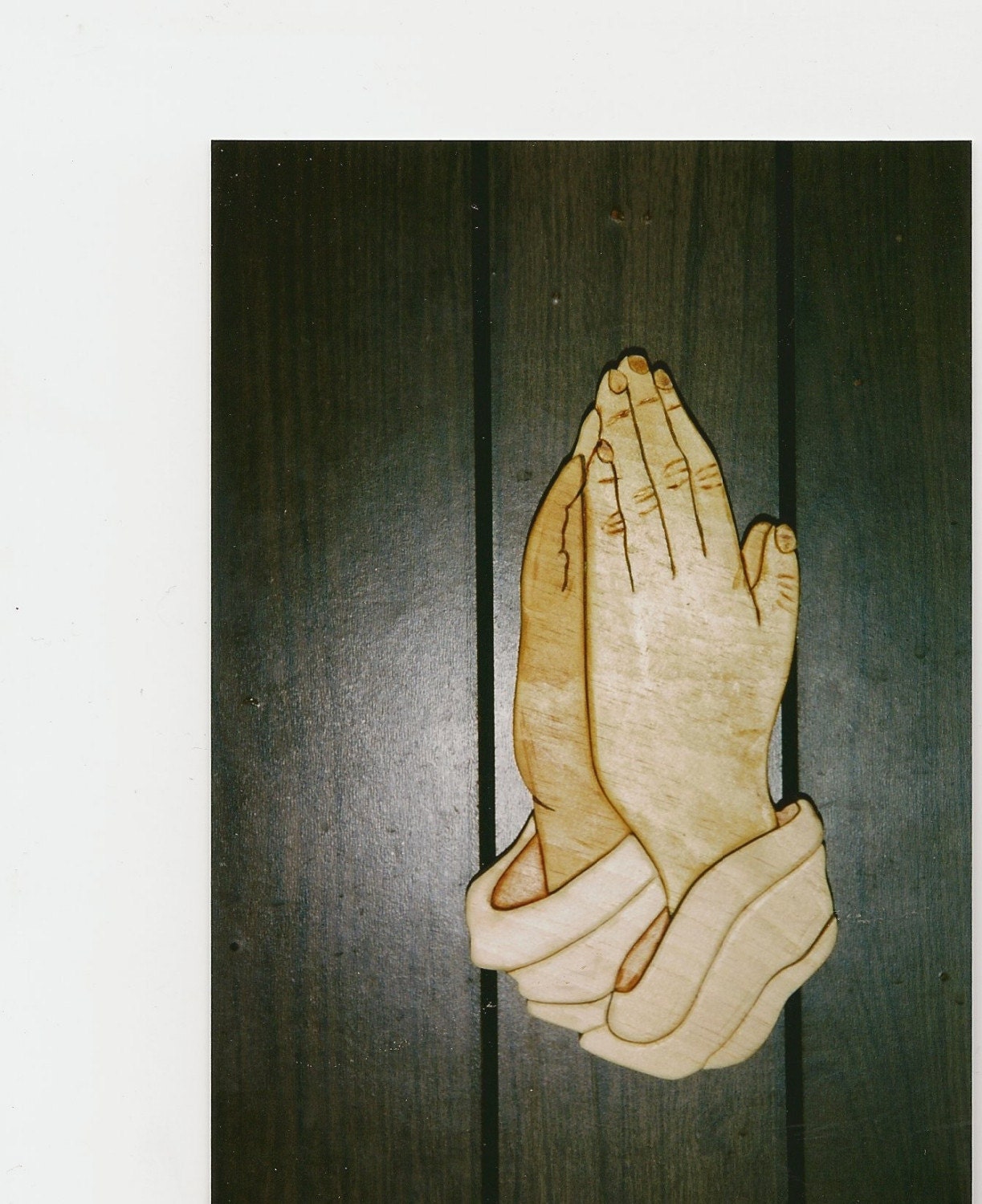 Handmade custom wooden praying hands wall by tomscraftcastle