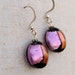 Earrings Venetian Murano glass Discs black, amethyst gold and silver foil, Italian glass jewelry by Dolce beada